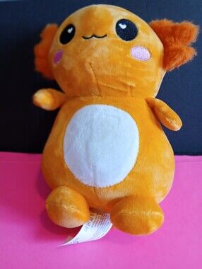 Plush Orange Axolotl with White Belly - Cute Cuddly Stuffed Animal